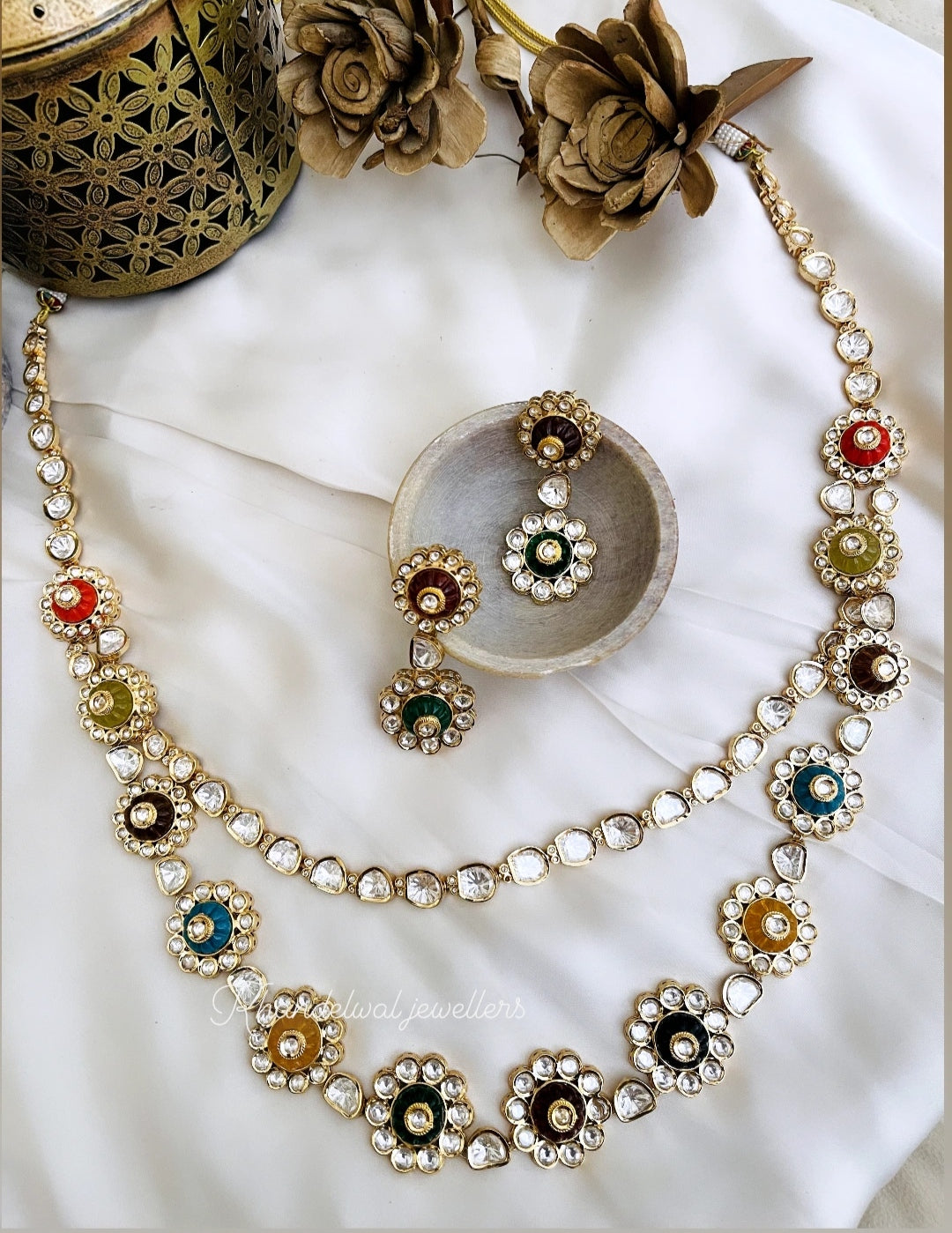 Etta Double Layers Navaratna Necklace