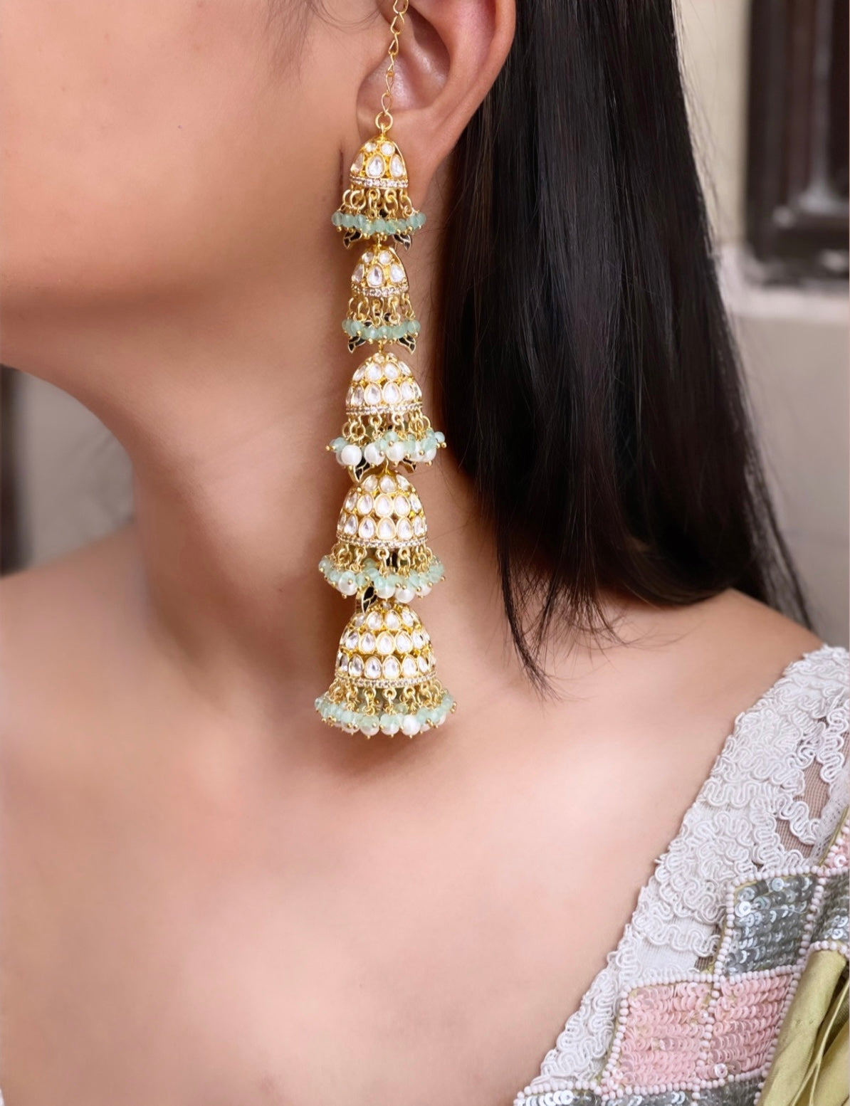 Vedisha long jhumka earrings