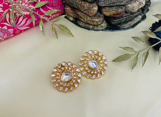 Miral Golden polki studs