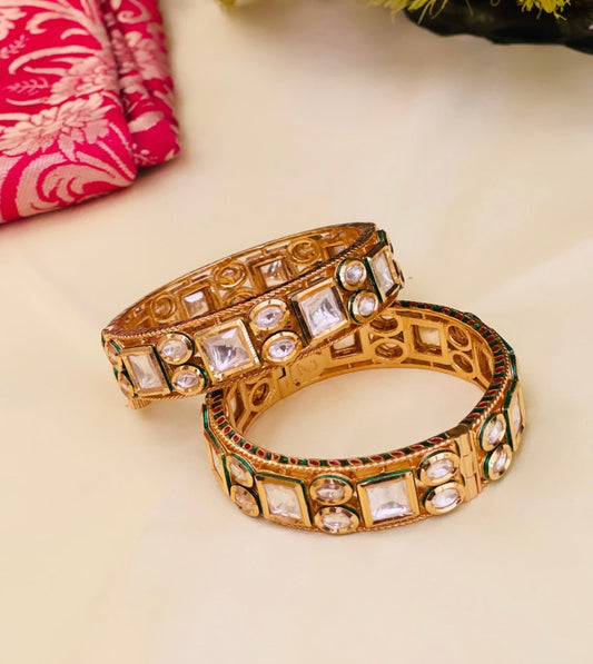 Lily Uncut Polki Gold Plated Bangles