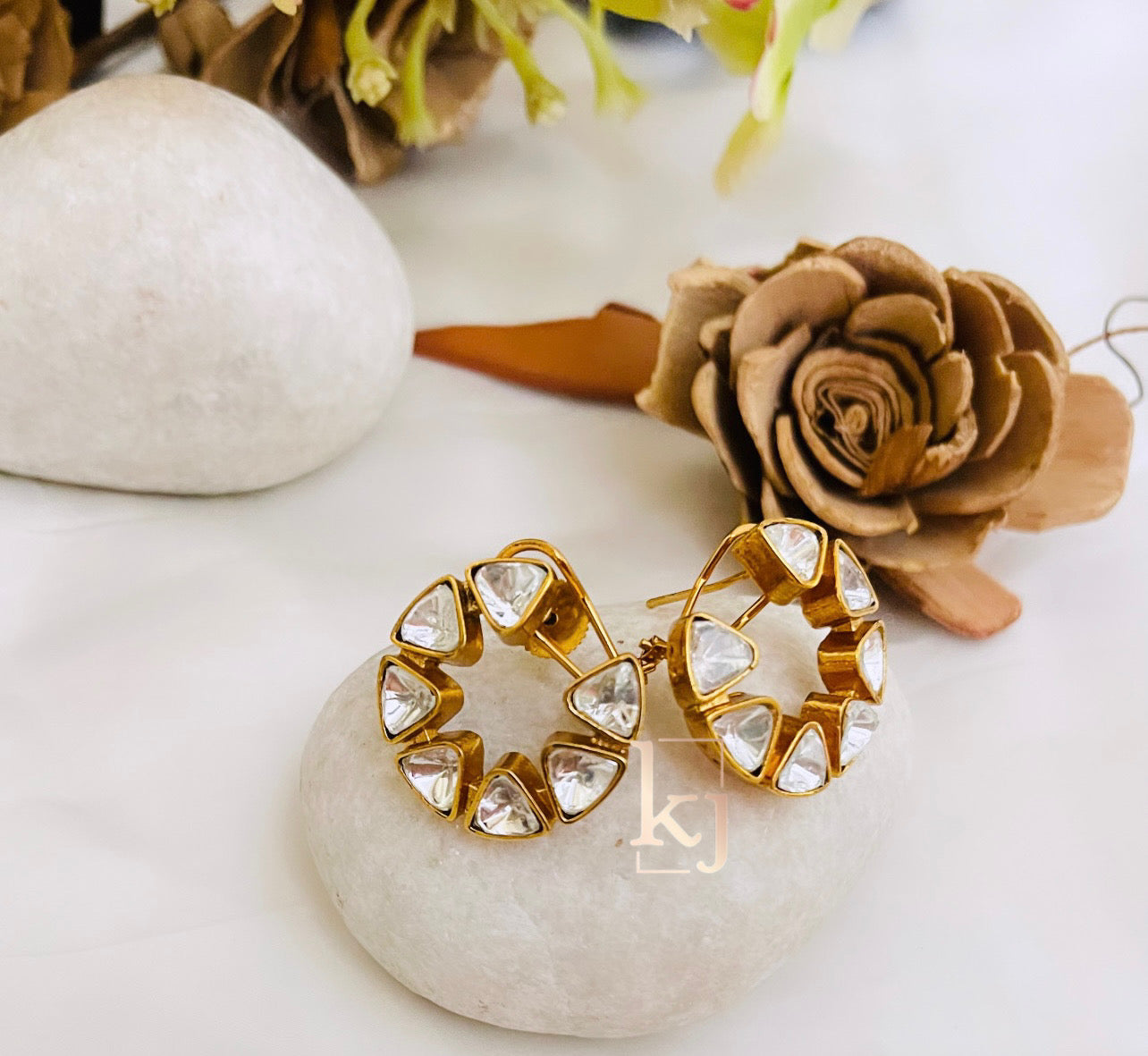 Round polki studs
