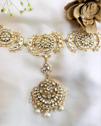 Noor White Pearls Mathapatti