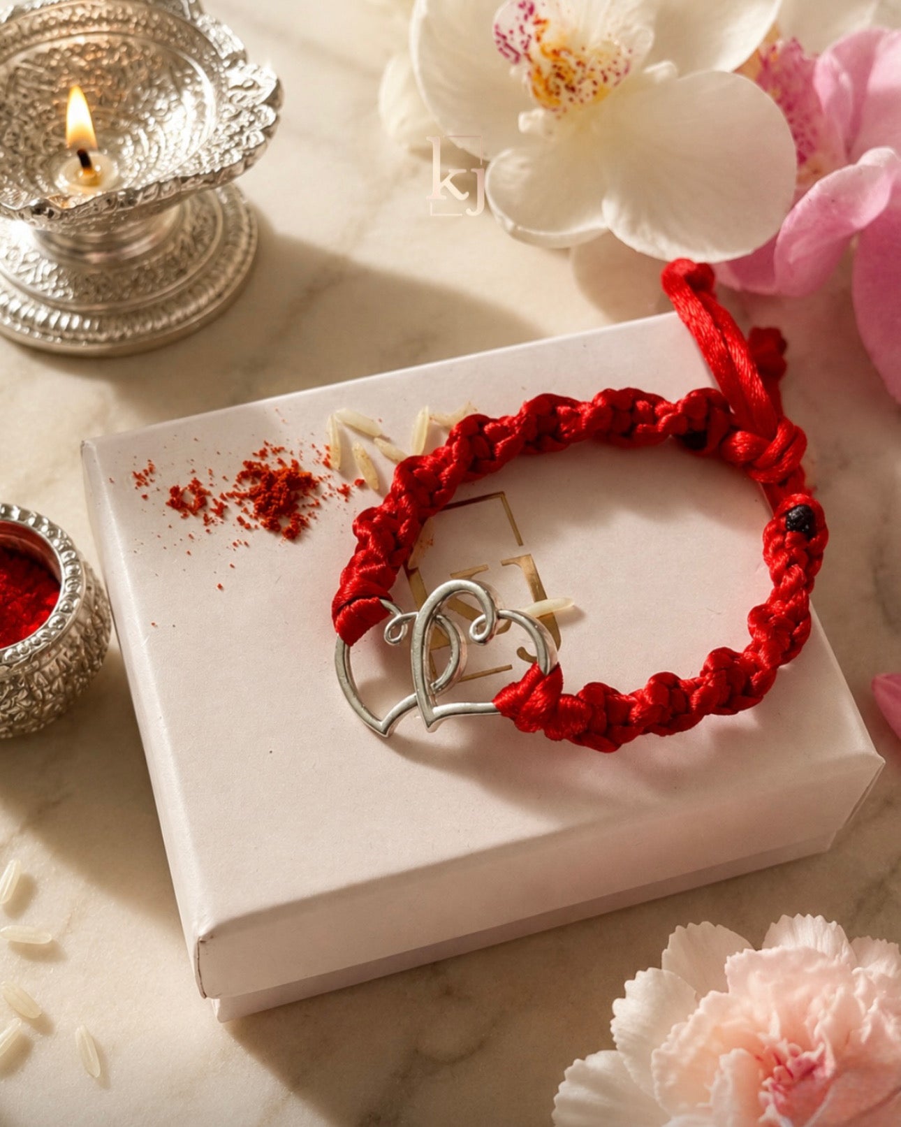 92.5 sliver Cristina Heart Rakhi