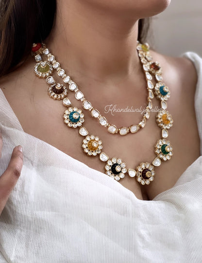 Zoya Double Layers Navaratna Necklace