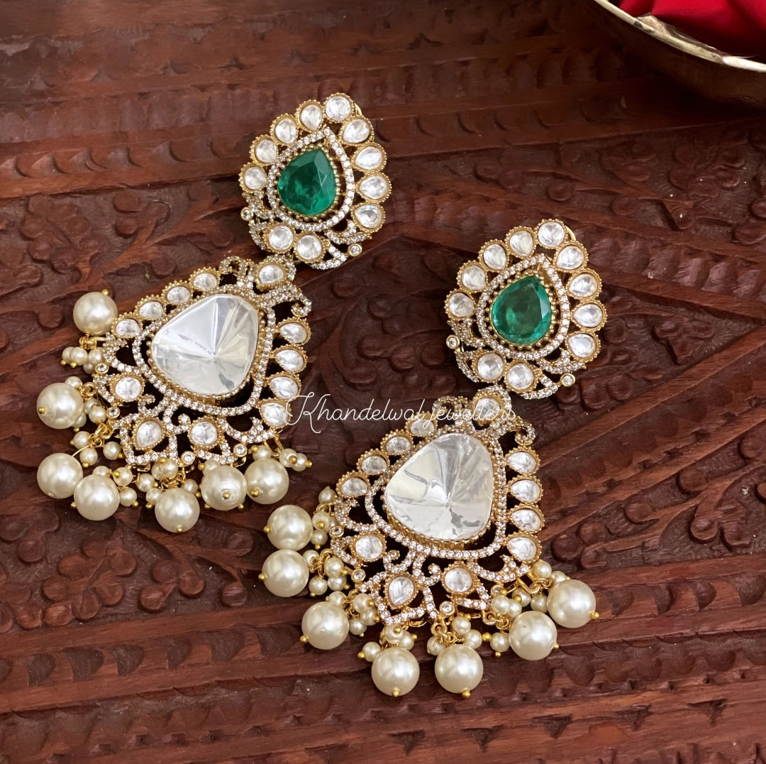 Moh Green Long Earrings