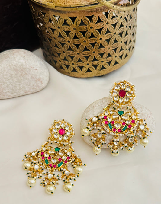 Miroya Multicoloured Crystal Polki Chandbali