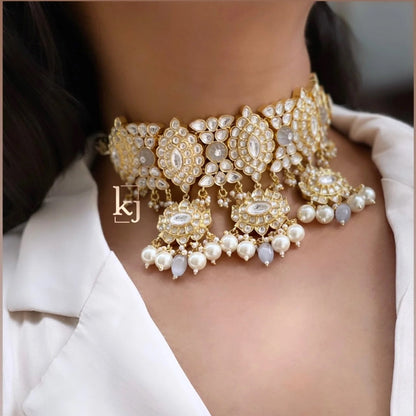 Tina Gold Plated Polki Chokers Set