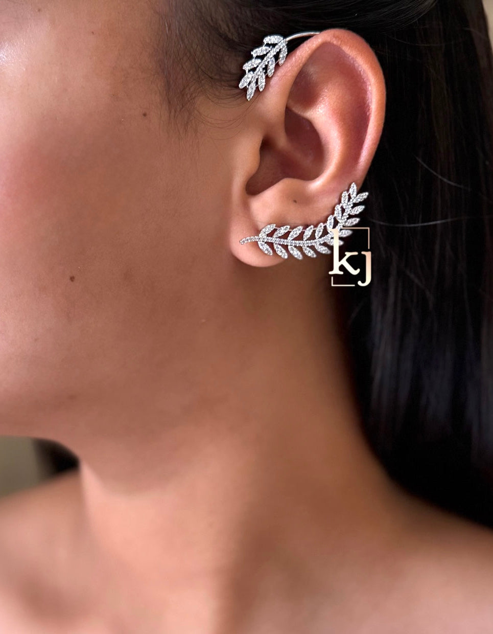 Leaf earcuff earrings set