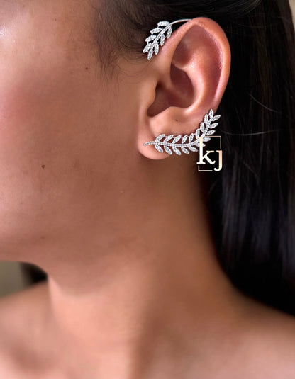 Leaf earcuff earrings set