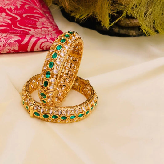 Basimah Gold Plated Polki Bangles