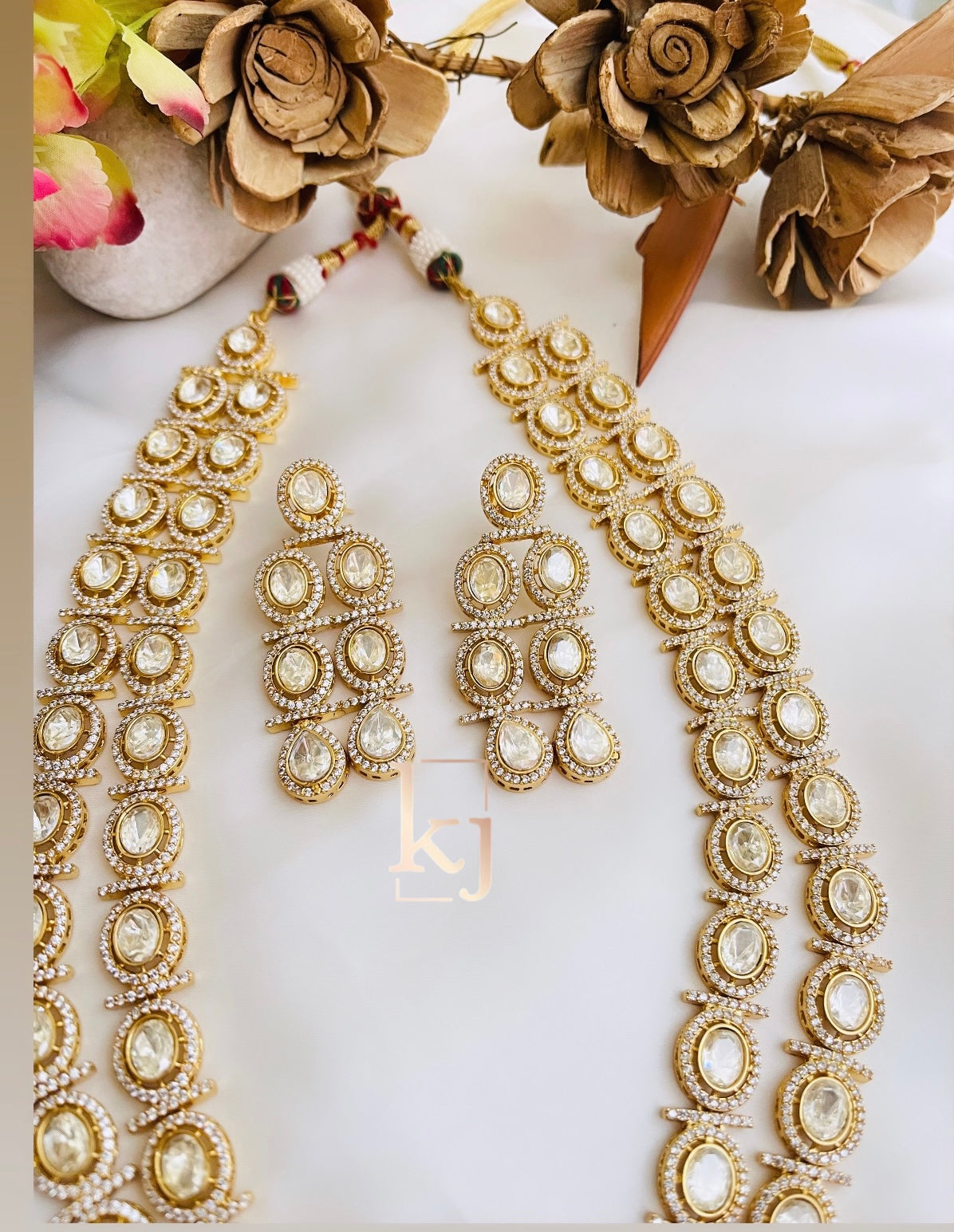 Jiana double layer polki Necklace set