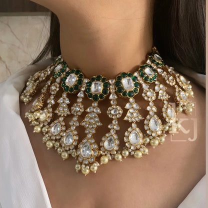 Jasheena Gold Plated Polki Chokers Set