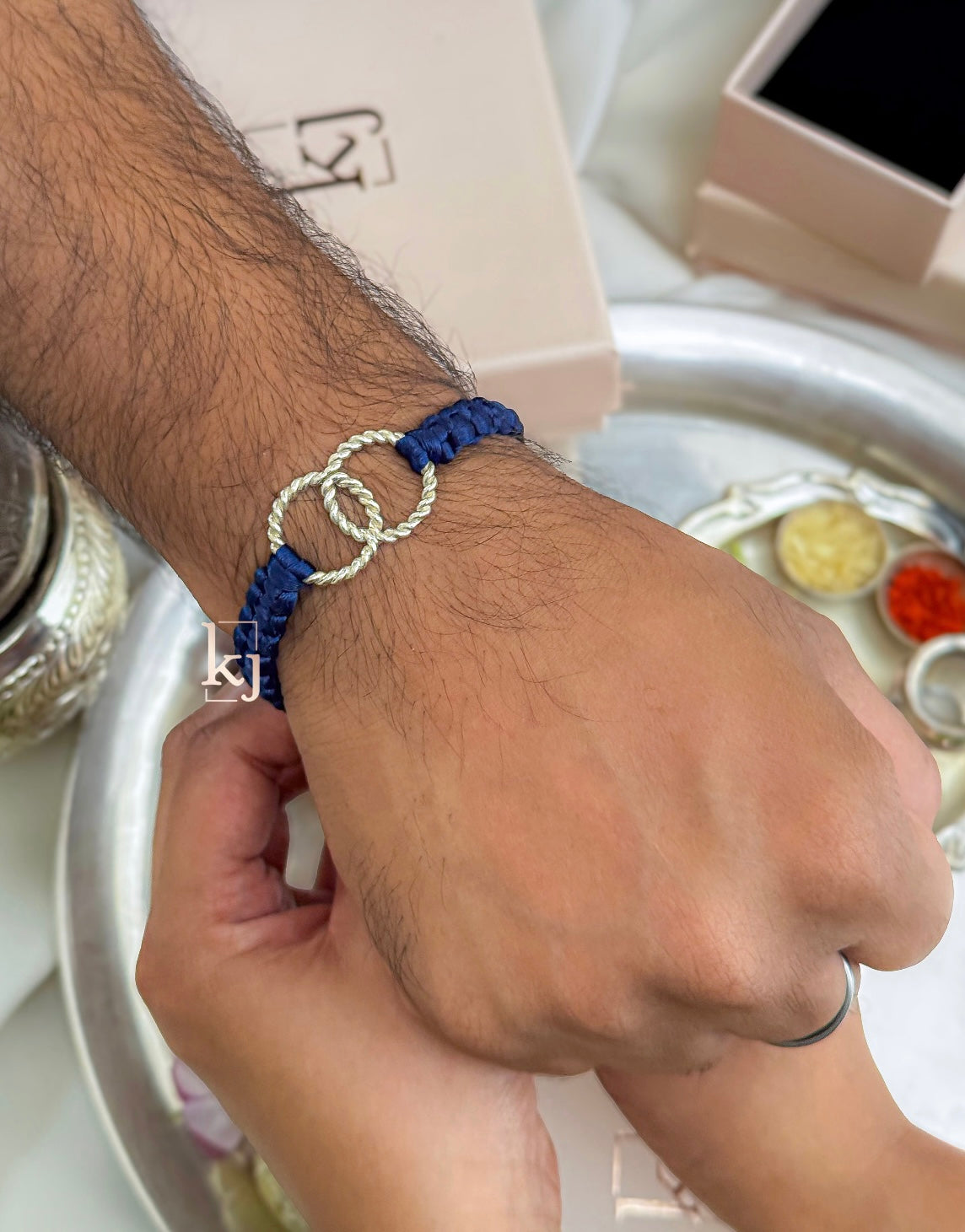 92.5 Silver Double ring Rakhi