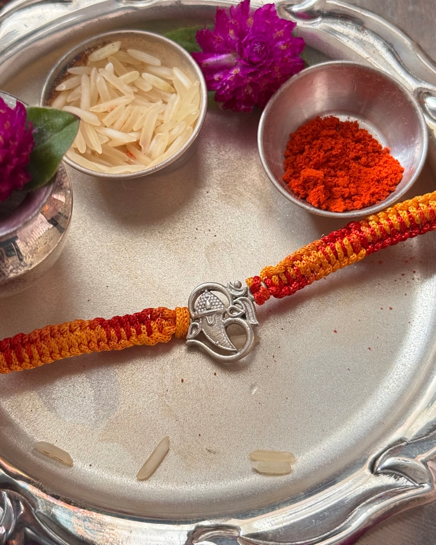 92.5 silver Om Ganesha rakhi