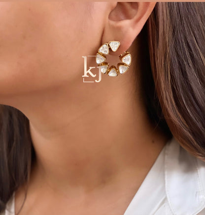 Round polki studs