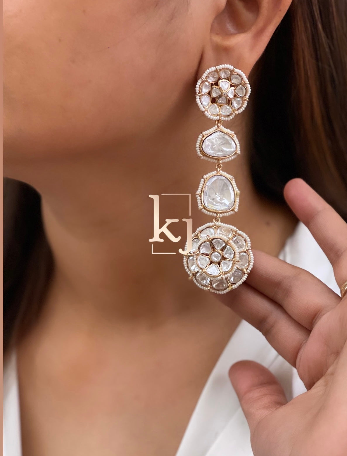 Jia polki long Earrings