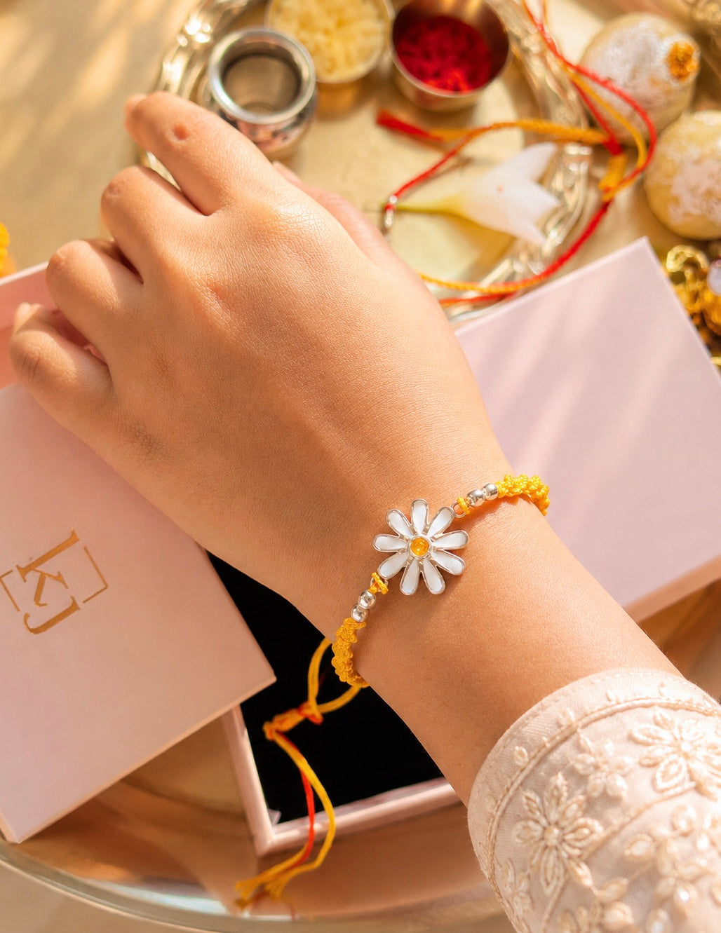 92.5 Silver Floral Rakhi