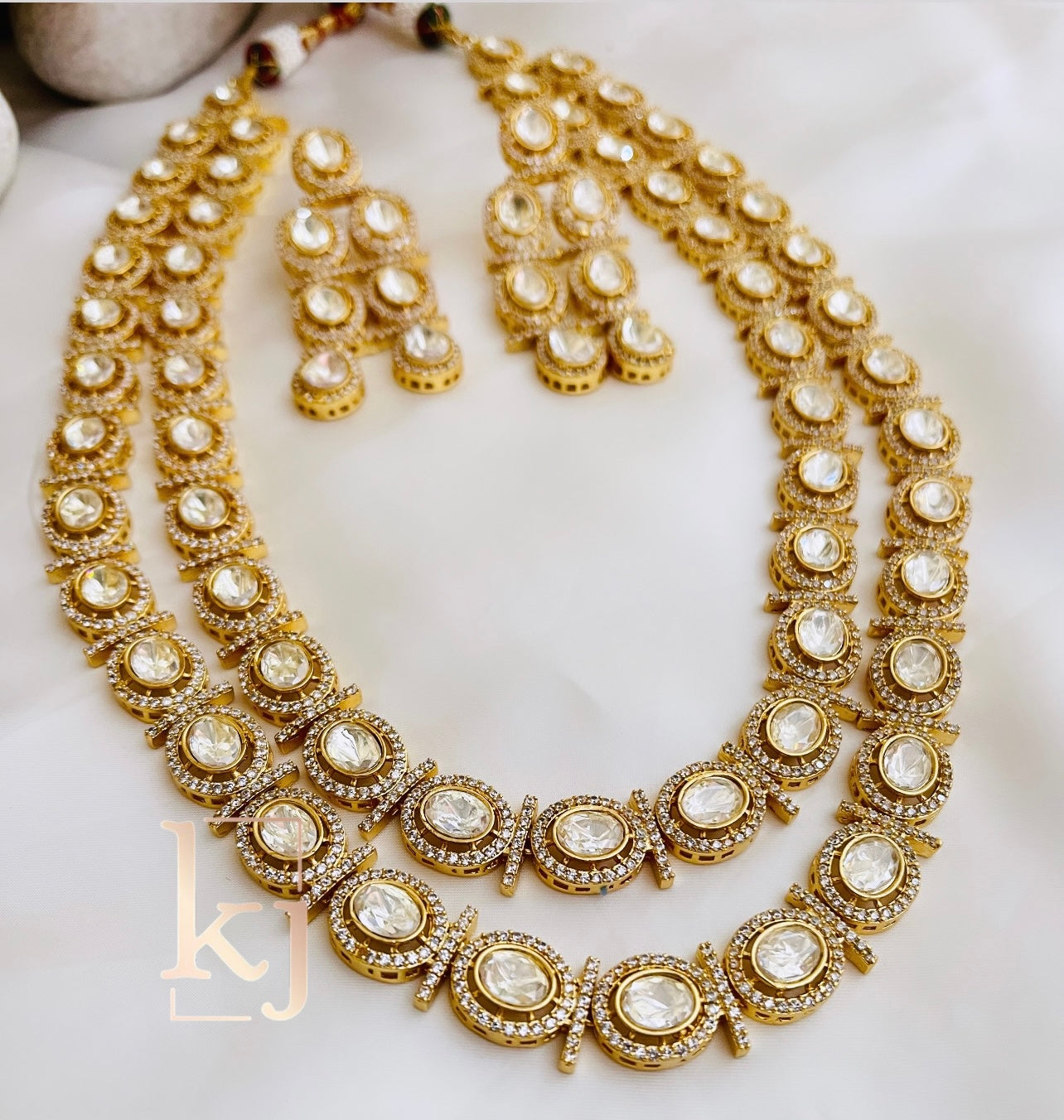 Jiana double layer polki Necklace set