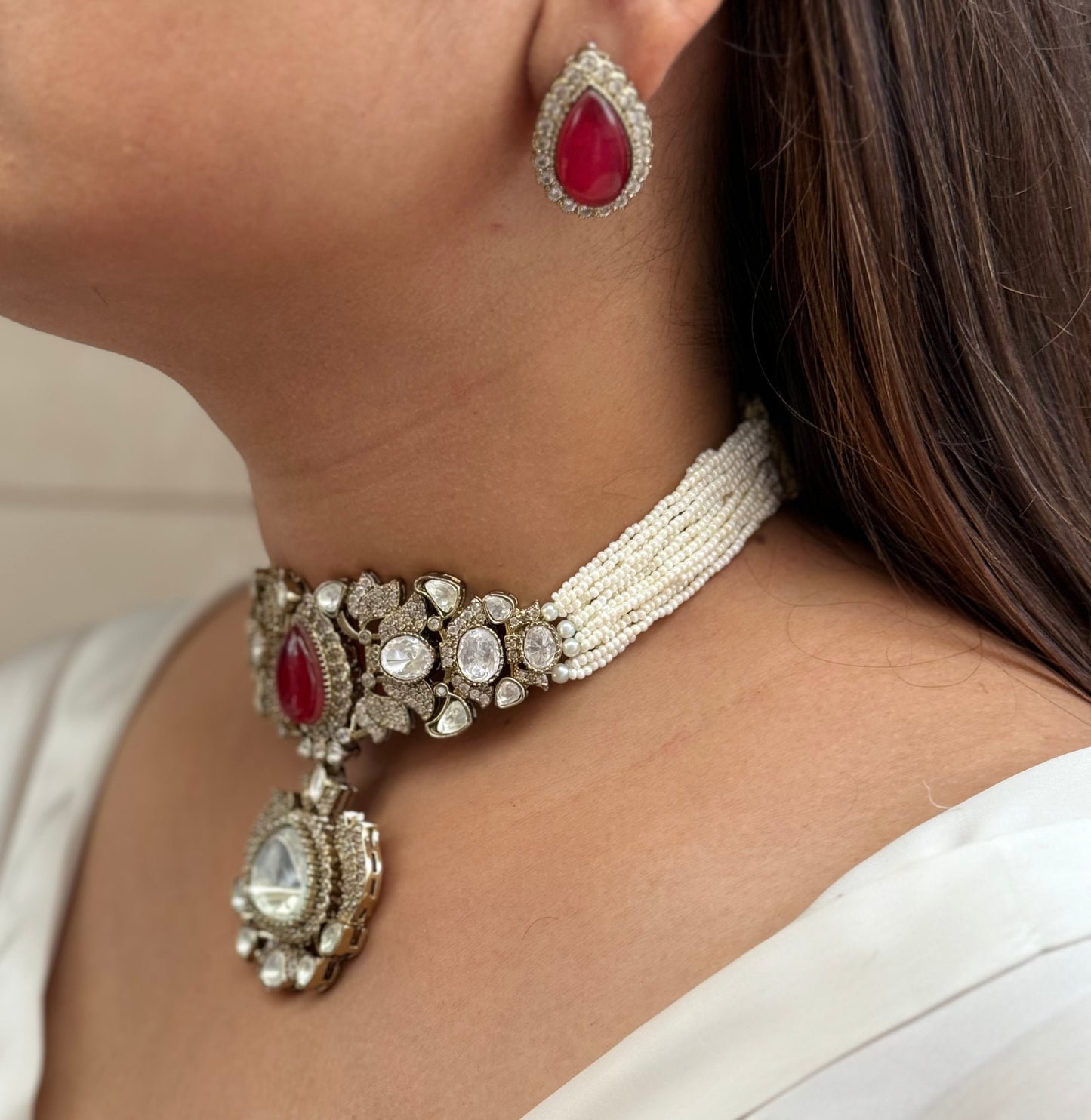 Aadhya polki uncut choker set