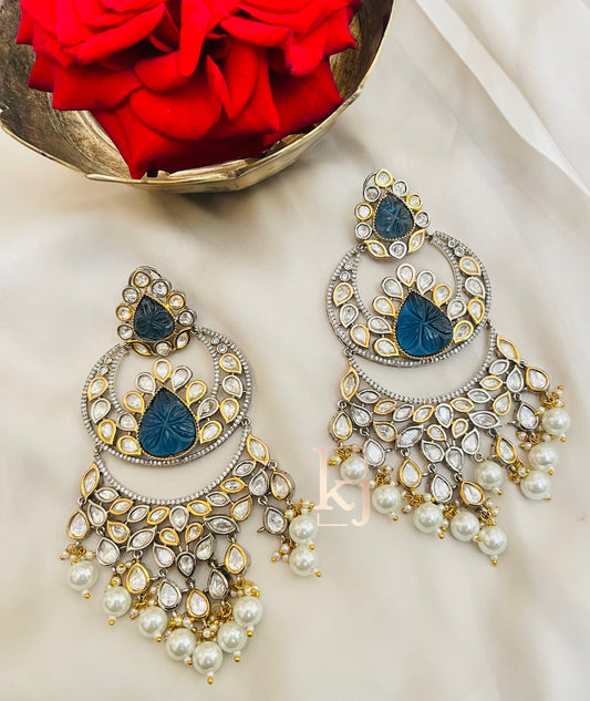 Ela Pearls Polki Chand Bali