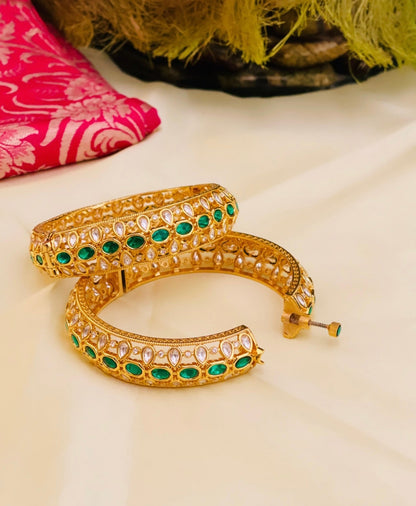 Basimah Gold Plated Polki Bangles