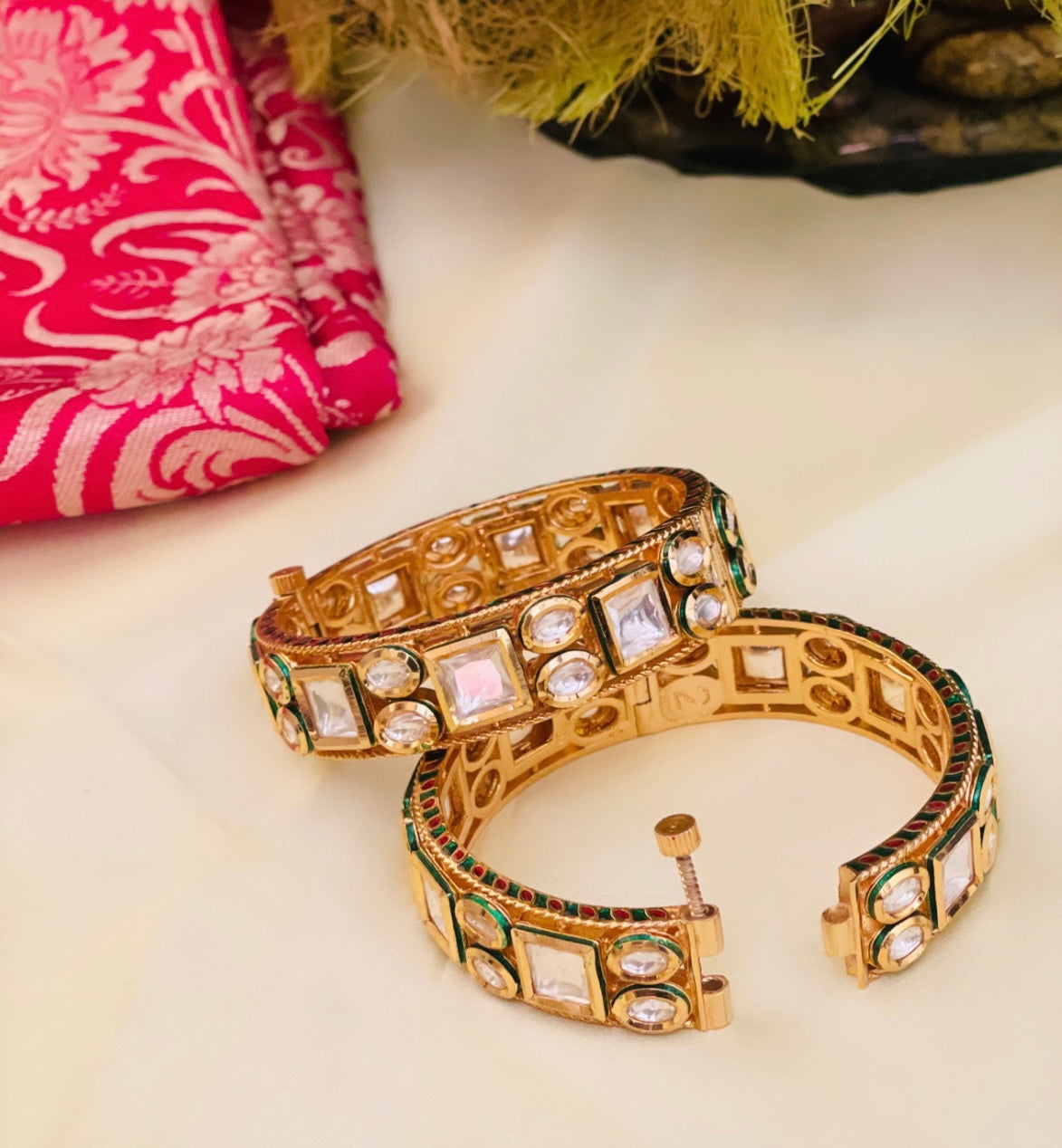 Lily Uncut Polki Gold Plated Bangles
