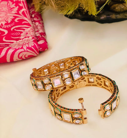 Lily Uncut Polki Gold Plated Bangles