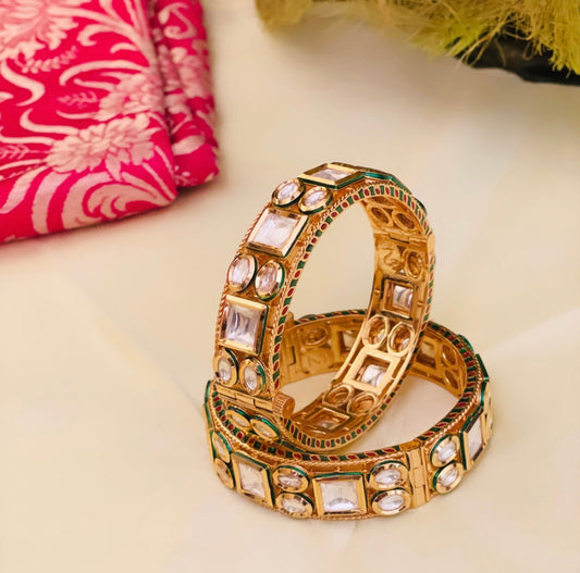 Lily Uncut Polki Gold Plated Bangles