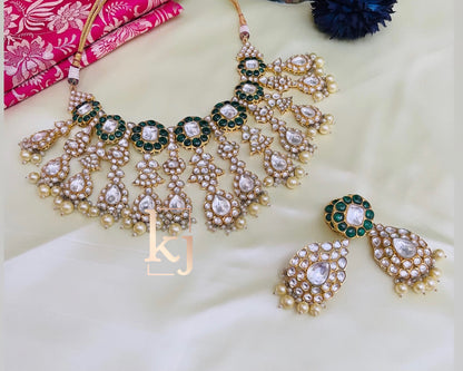 Jasheena Gold Plated Polki Chokers Set