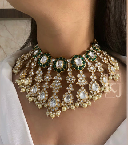 Jasheena Gold Plated Polki Chokers Set