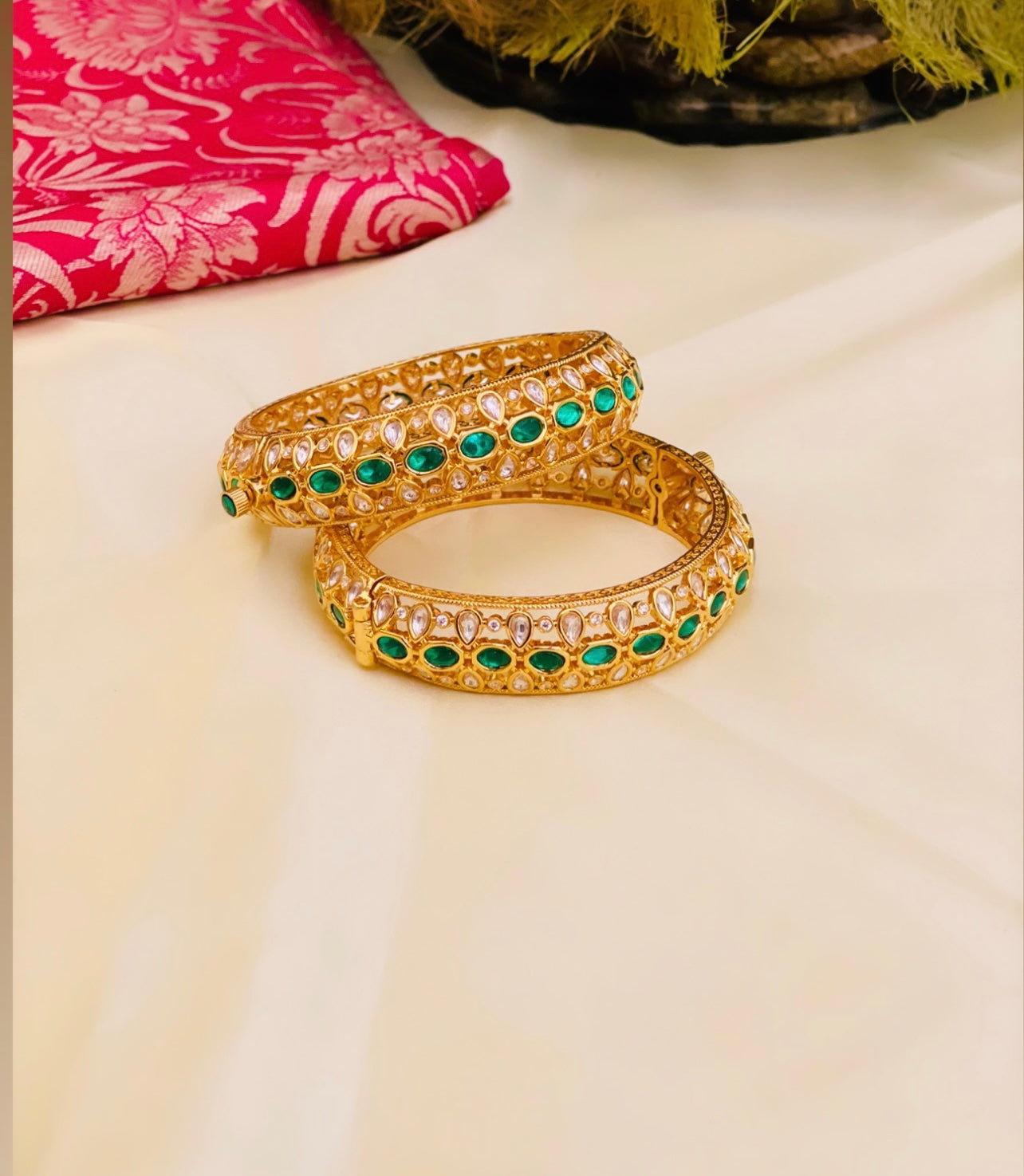 Basimah Gold Plated Polki Bangles